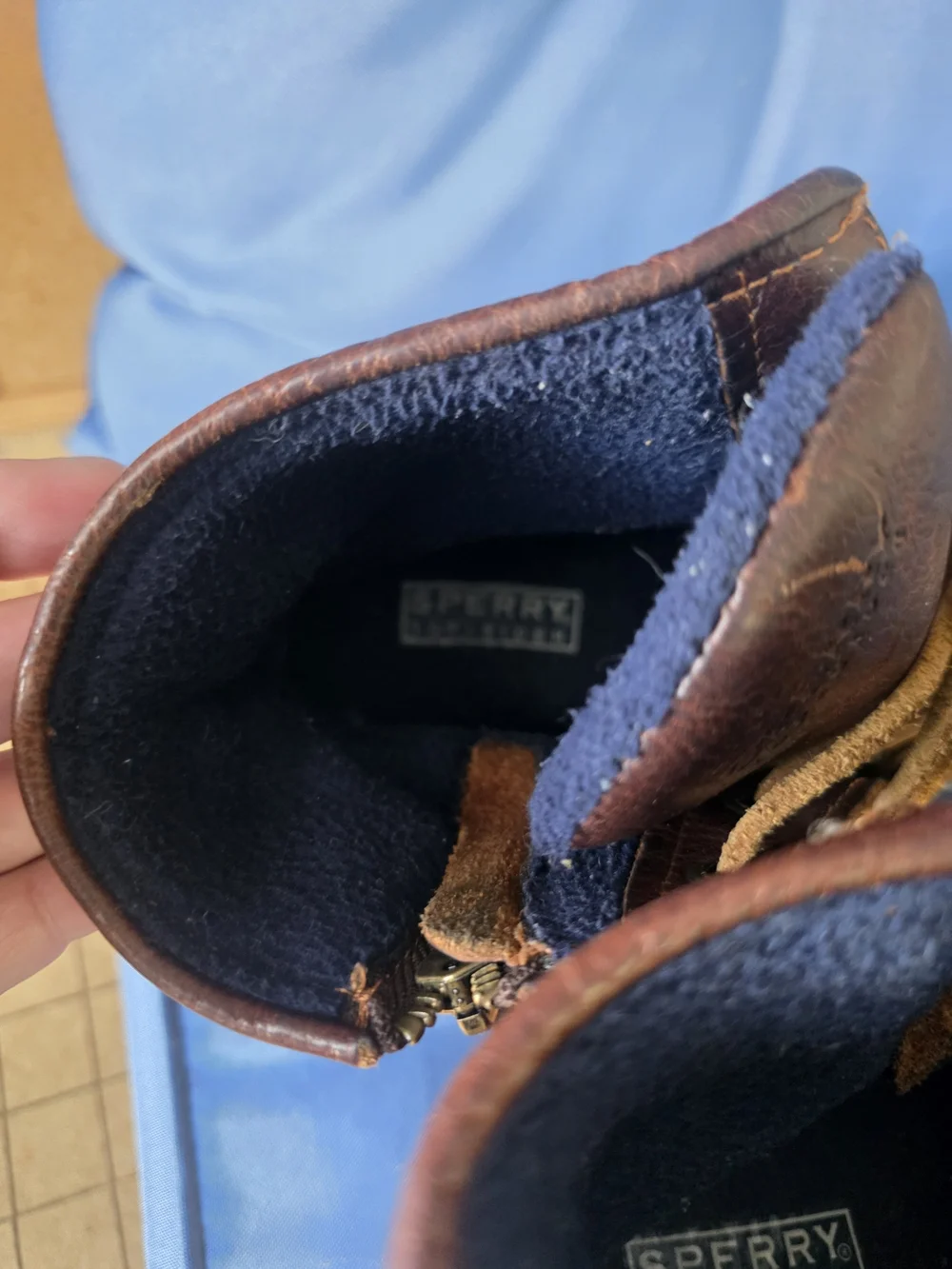 Sperry Saltwater Duck Boots STS91175 Brown Navy Waterproof Outdoor Women’s 7